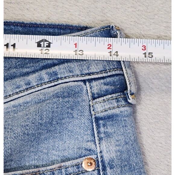 GAP Jeans 70s Flare High Rise 2 Tone Blue Denim Womens 28 Size 6 Short - Picture 11 of 12